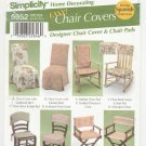 Chair Covers, Chair Pads, Home Decor Sewing Pattern by Donna Lang UNCUT Simplicity 5952