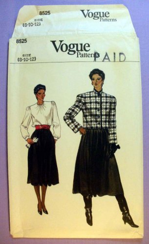 Vogue Pattern 8525 UNCUT Women's Jacket, Midi Skirt and Blouse Misses Size 8-10-12