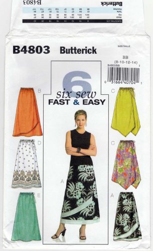 Butterick Pattern B4803 Six Easy to Sew Skirts Misses' / Petite Size 8-10-12-14 UNCUT