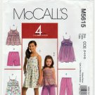 Girl's Sundress, Top, Shorts, Pants Sewing Pattern Size 3-4-5-6 UNCUT McCall's M5615 5615