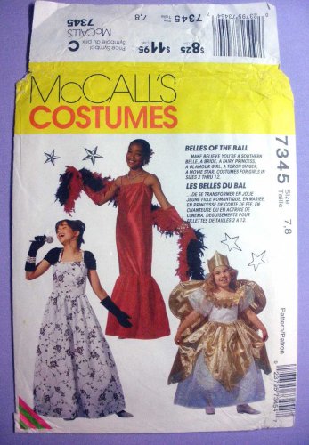 Girl's Costume Pattern, Bride, Southern Belle, Fairy Princess, Size 7-8 UNCUT McCall's 7345
