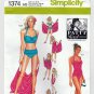 Simplicity Pattern 1374 Women's Swimsuit, Beach Cover-Up, Bikini, Tankini Size 6-8-10-12-14 Uncut