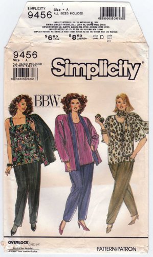 Simplicity Pattern 9456 UNCUT Pants, Tops, Jacket, Plus Size 18W-20W-22W-24W-26W-28W-30W-32W