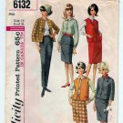 Vintage 1960's UNCUT Simplicity Pattern 6132 Women's Jacket, Vest, Blouse, Skirt and Slacks Size 16