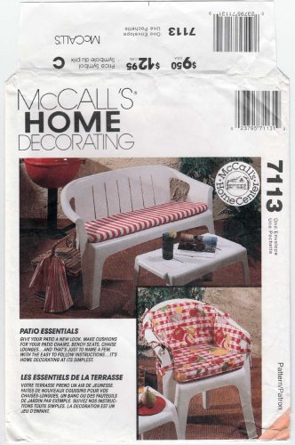 McCall's 7113 Pattern to Make Cushions for Outdoor Patio Furniture UNCUT