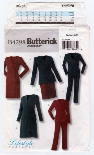 Butterick B4298 4298 Dress, Skirt, Pants and Jacket Sewing Pattern Size 14-16-18-20 UNCUT