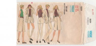 Vogue Pattern 8201 UNCUT Women's Shawl Collar Jacket, Skirt, Pants, Shorts and Blouse Size 12