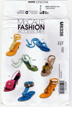 McCall's Pattern M6336 6336 Sandals and Shoe Decorations, Embellishments, Bling Uncut