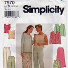 Simplicity Pattern 7970 Jacket, Sleeveless Top, Pants and Flared Skirt Size 10-12-14 UNCUT