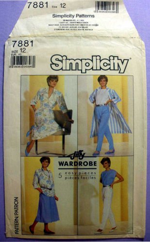 Simplicity 7881 UNCUT Sewing Pattern for Skirt, Pants, Top, Shirt and Duster Coat Size 12 Bust 34