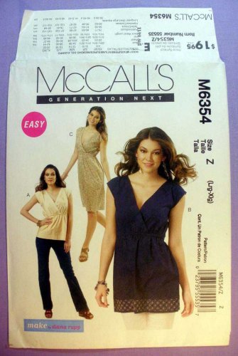 McCall's Pattern M6354 Pullover Top, Tunic with Sashiko Embroidery and Dress Size 16-18-20-22 UNCUT
