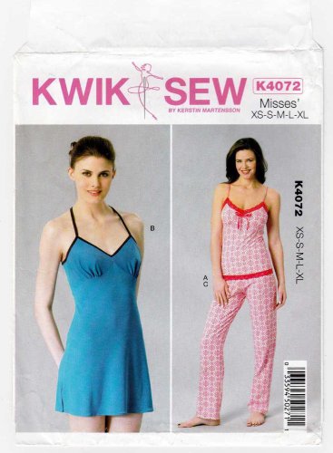 Kwik Sew K4072 Camisole, Chemise and Pants, Sleepwear Sewing Pattern, Size XS-S-M-L-XL UNCUT