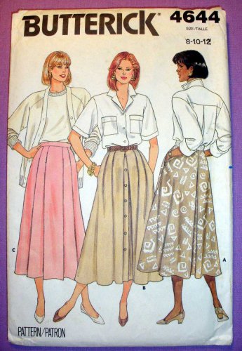 Butterick 4644 UNCUT Skirt Sewing Pattern, Midi Length, Pleat Variations Misses' Size 8-10-12