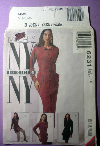 McCall's 6231 Dress, Tunic, Pants Sewing Pattern, NY NY The Collection Misses' Size 10 Uncut