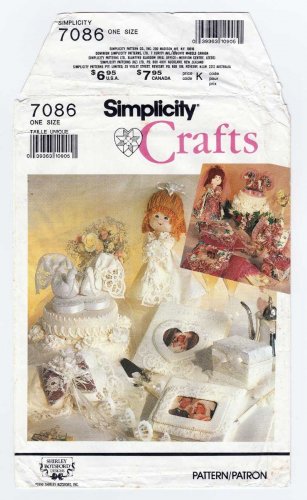 Simplicity Crafts 7086 UNCUT Sewing Pattern Wedding Bridal Accessories, Pew Bows, Cake Topper