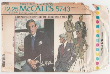 McCall's 5743 UNCUT Vintage Men's Suit Jacket by John Weitz Sewing Pattern, Size 44