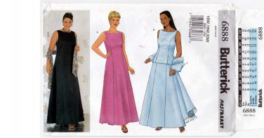 Women's Evening Dress, Top, Skirt Sewing Pattern Plus Size 16W-18W-20W UNCUT Butterick 6888