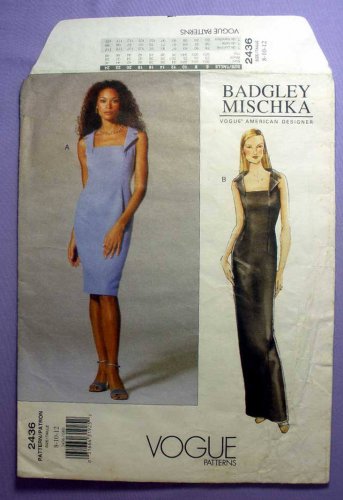 Vogue Pattern 2436 American Designer Badgley Mischka Dress Size 8-10-12 UNCUT