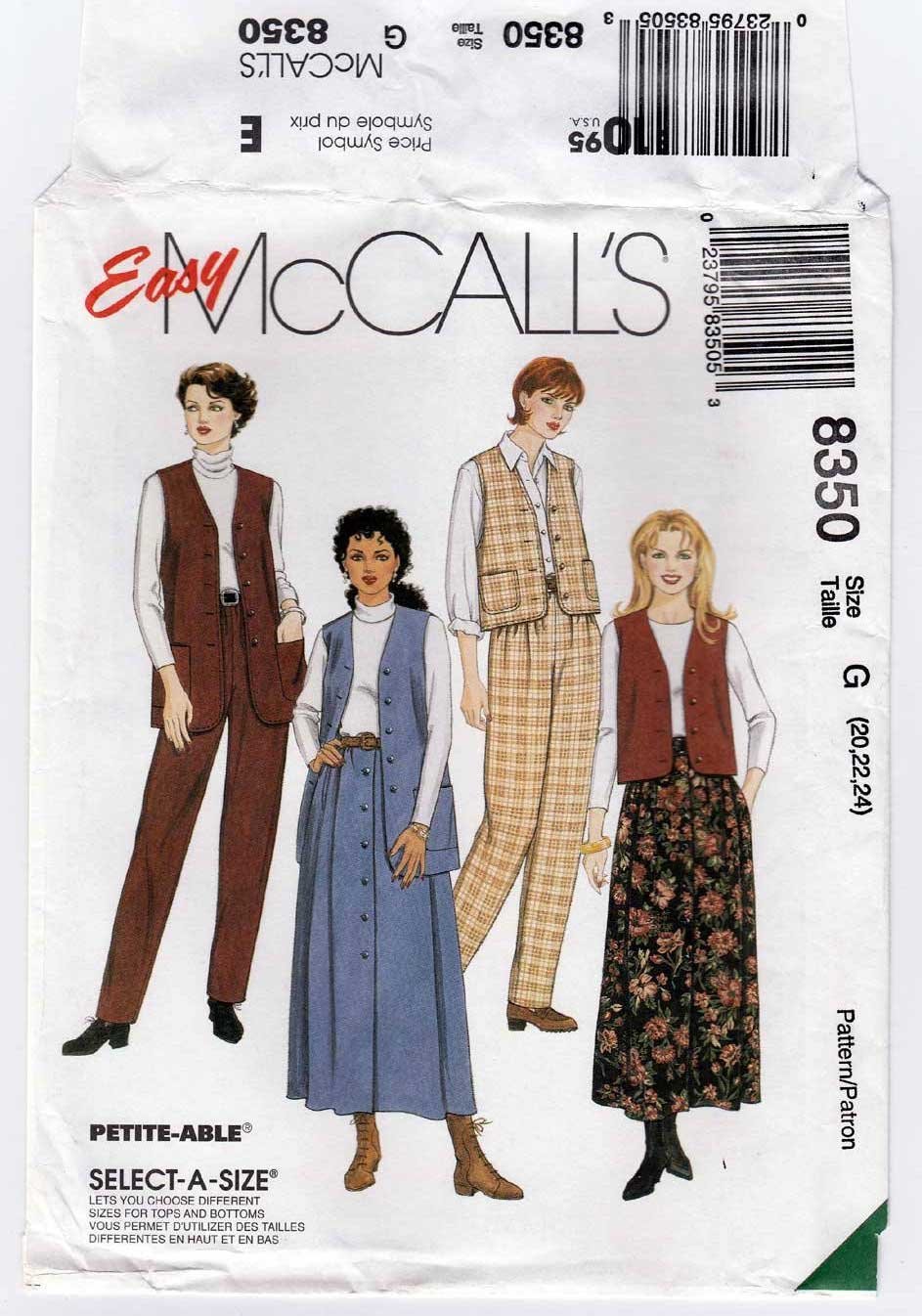 McCall's for Post Cereals Dress or Tunic and Pants Size: 16 Uncut