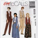 McCall's 8350 Women's Elastic Waist Pants and Skirt, Lined Vest Pattern Plus Size 20-22-24 UNCUT