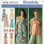 Simplicity Pattern 4174 Dress in 2 Lengths, Top, Pants, Capelet Size 6-8-10-12-14 UNCUT