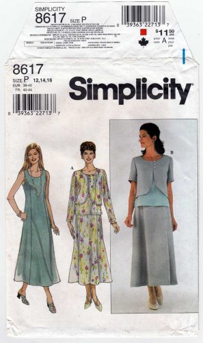 Simplicity 8617 Sleeveless Fit and Flared Dress, Top Sewing Pattern Size 12-14-16 UNCUT