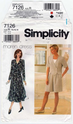 Simplicity 7126 Women's Top, Shorts and Skirt Maren Dress Sewing Pattern Size 14-16-18 UNCUT