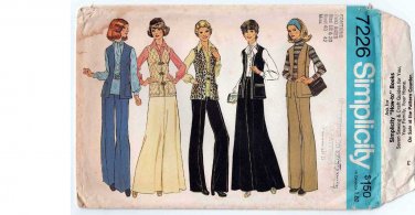 Simplicity 7226 UNCUT Vintage 1970's Women's Maxi Skirt, High Waist Pants, Vest Pattern Size 18-20