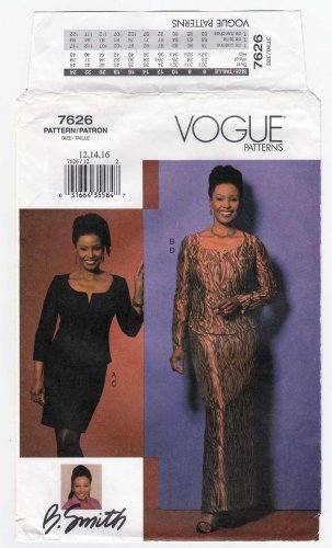 Vogue 7626 Women's Top and Evening or Above Knee Length Skirt Sewing Pattern, Size 12-14-16 UNCUT