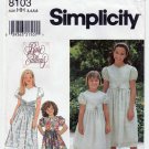 Simplicity 8103 Girls Dress Sewing Pattern, Short Puffed Sleeves, Full Skirt, Size 3-4-5-6 UNCUT