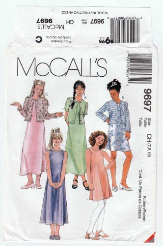 McCall's 9697 Girl's Sleeveless Dress and Jacket Sewing Pattern Size 7 ...