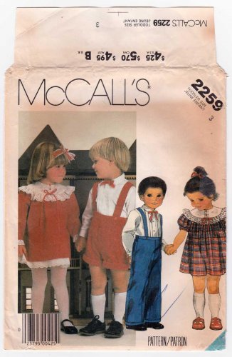 McCall's 2259 UNCUT Vintage Pattern, Toddlers' Dress, Shirt, Pants or Shorts Boys or Girls Size 3