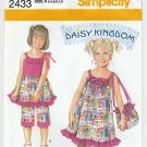 Simplicity 2433 Girls Sundress, Top, Capri Pants Daisy Kingdom Pattern Child Size 3-4-5-6-7-8 UNCUT