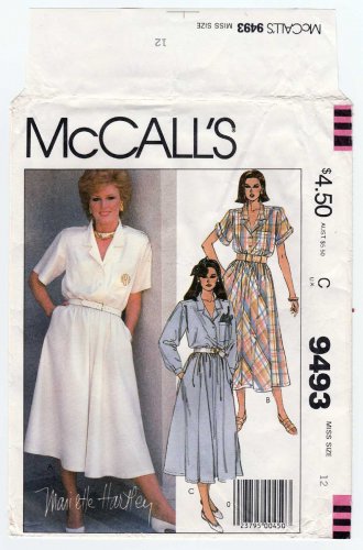 McCall's 9493 UNCUT Vintage Women's Shirtwaist Dress Sewing Pattern Misses Size 12
