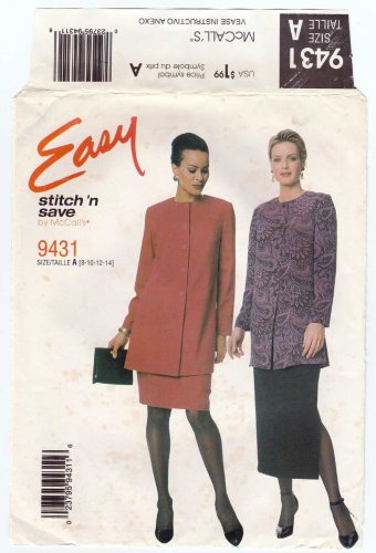 Women's Skirt and Jacket Sewing Pattern Size 8-10-12-14 Uncut McCall's Stitch 'n Save 9431