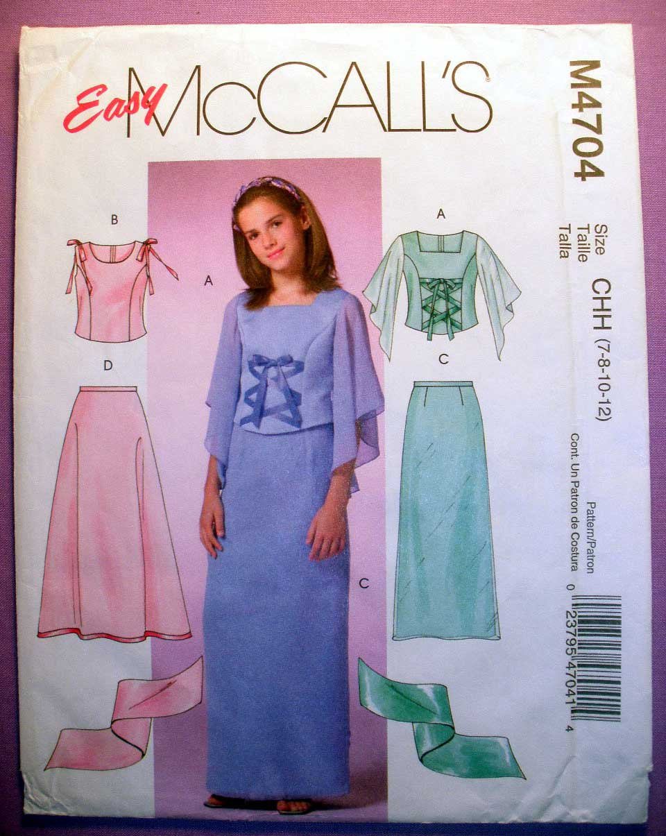 McCall's M4704 4704 Girls' Formal Two Piece Dress Pattern, Child Size 7