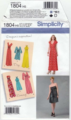 Simplicity 1804 Women's Knit Dress Sewing Pattern Misses' Size 6-8-10-12-14 UNCUT