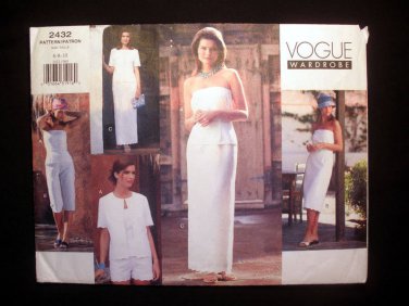 Vogue 2432 Vogue Wardrobe, Dress, Top, Skirt, Shorts, Pants, Jacket Pattern Misses Size 6-8-10 UNCUT