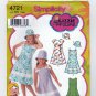 Simplicity 4721 Girl's Sundress, Short Sleeve Dress, Bucket Hat Sewing Pattern, Size 7-14 UNCUT