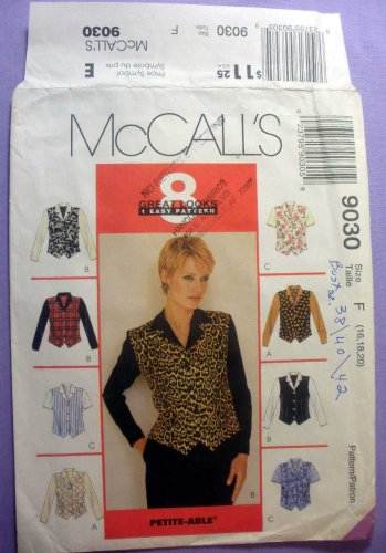 McCall's 9030 Sewing Pattern for Women's Top, Misses Size 16-18-20 UNCUT