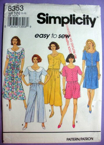 Simplicity 8353 Women's 2 Piece Dress Pattern, Gathered or Split Skirt Misses Size 10-12-14-16 UNCUT