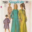 Simplicity 7363 UNCUT VTG 1960's Women's Robe and Nightgown Sewing Pattern Size Small 10-12