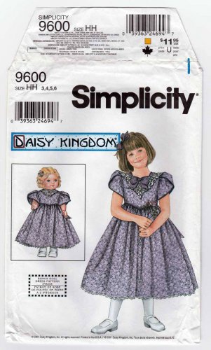 Simplicity 9600 Daisy Kingdom Girl's Dress and  Doll Dress, Sewing Pattern Child Size 3-4-5-6 UNCUT