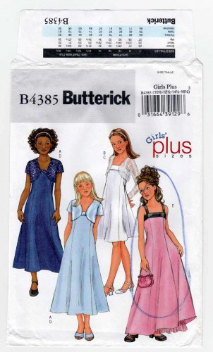 Butterick B4385 4385 Girls Bolero Jacket  and Formal  Dress  
