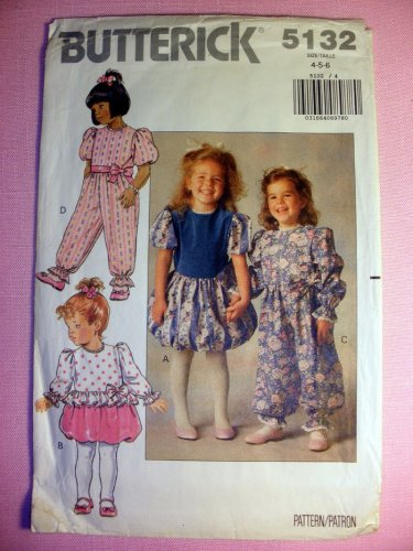 Butterick 5132 UNCUT Sewing Pattern, Girl's Party Dress and Pants, Child Size 4-5-6
