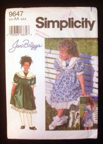 Simplicity 9647 UNCUT Girls Party Dress Pattern with Slip/Full Skirt/Lace Collar Toddler Size 2-3-4