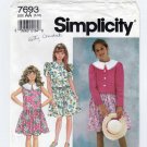 Simplicity 7693 Girl's Sleeveless Dress or Culotte-Dress and Jacket Sewing Pattern Size 7-8-10 UNCUT