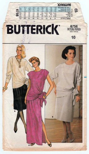 Butterick 6756 UNCUT Women's Pullover Top Pattern and Straight Skirt Sewing Pattern, Misses Size 10