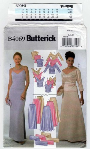 Formal Fitted Top, Evening Skirt, Stole Sewing Pattern Size Size 6-8-10 UNCUT Butterick B4069 4069