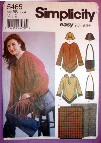 Simplicity 5465 Women's Pattern, Pullover Fleece Top/Shoulder Bag/Hat/Blanket Size 18-20-22-24